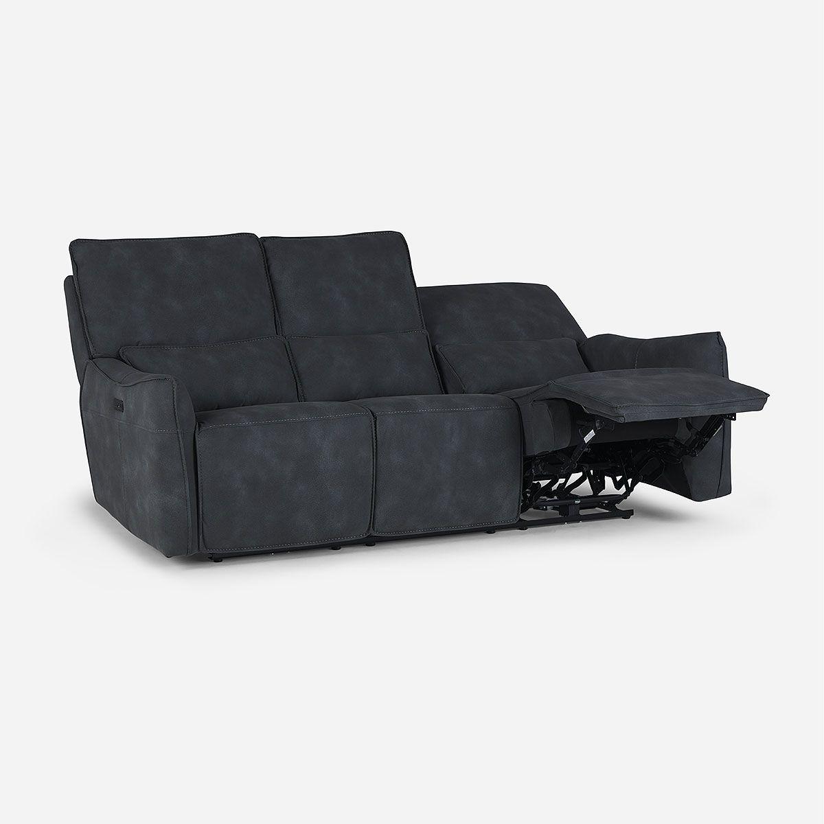 Sofá Reclinable Matt Eléctrico 3 Cuerpos Tela Grafito-2