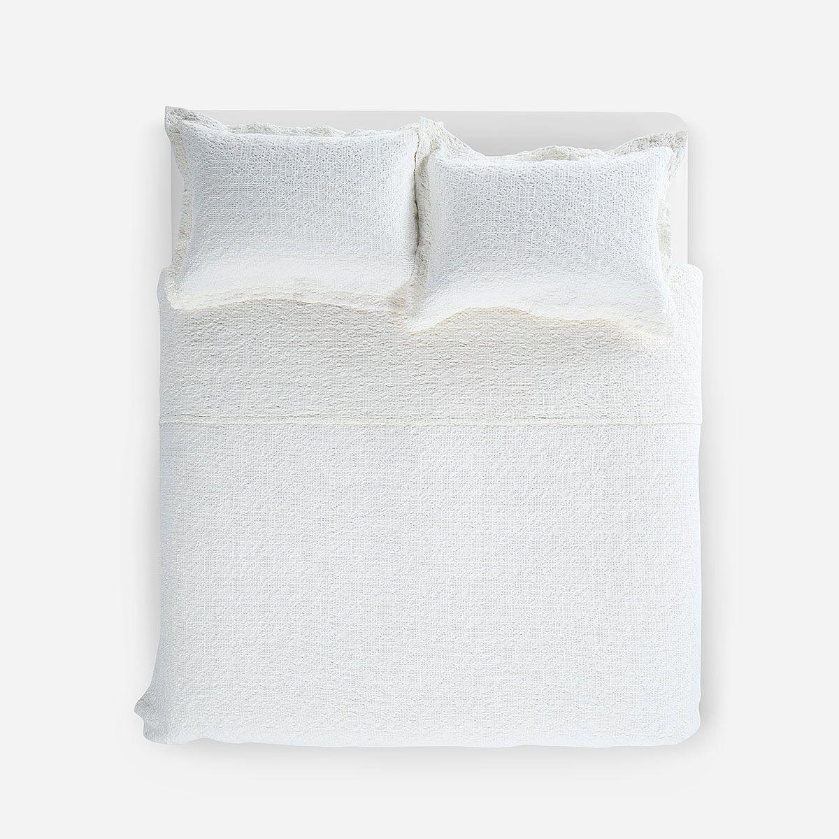 Colcha Algodón Textura Harbor Blanco Crudo Súper King-0