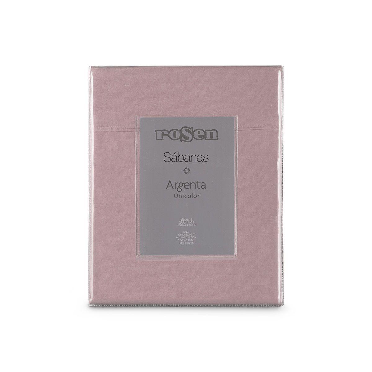 Sábana Rosen 200 Hilos Algodón Lisa Malva King-0