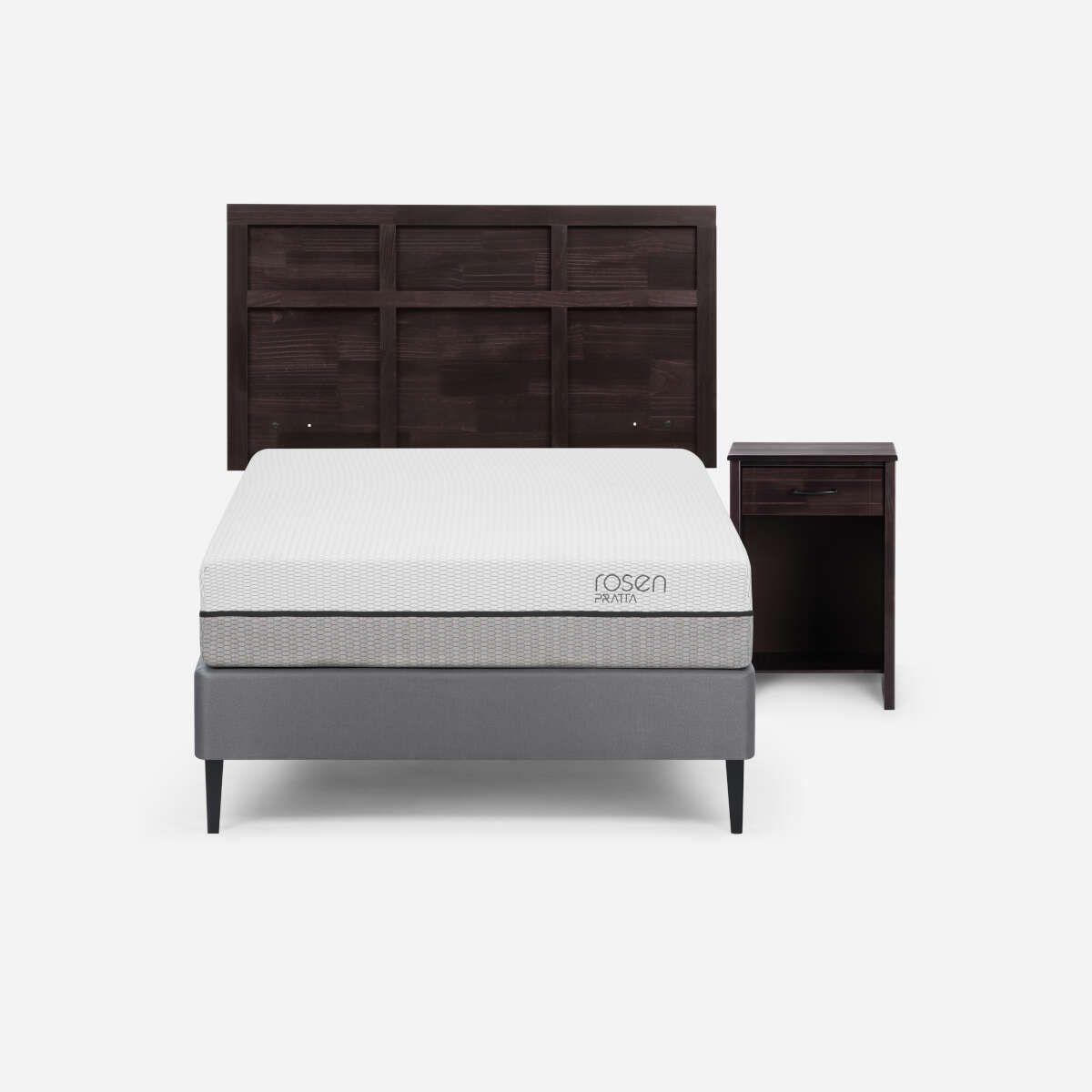 Cama Pratta 1,5 Plazas Pata Acero + Muebles Robin Chocolate-0