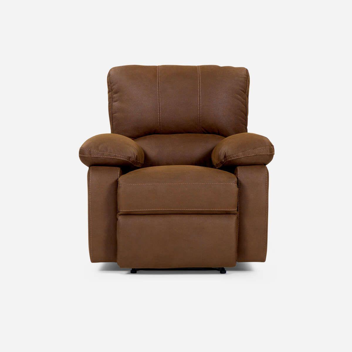 Set Sofá Reclinable 3 Cuerpos + Bergere Archie Tela Café-4