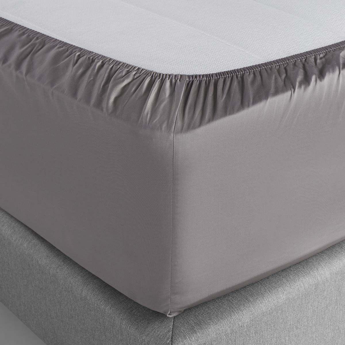 Sábana Inferior Rosen 300 Hilos Algodón Plata King-2