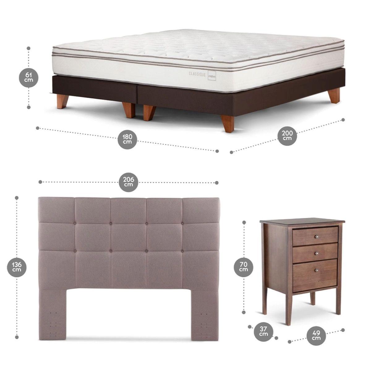Cama Europea Classique+ King + Muebles Issey Visón-2