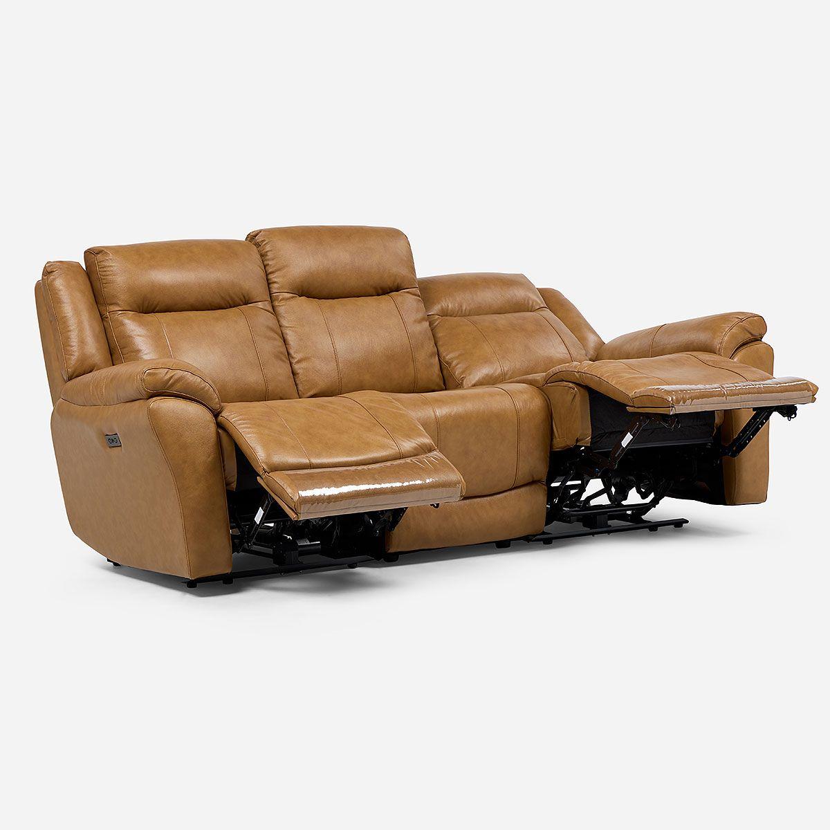 Sofá Reclinable Rimini 3 Cuerpos Eléctrico Cuero Whiskey-2