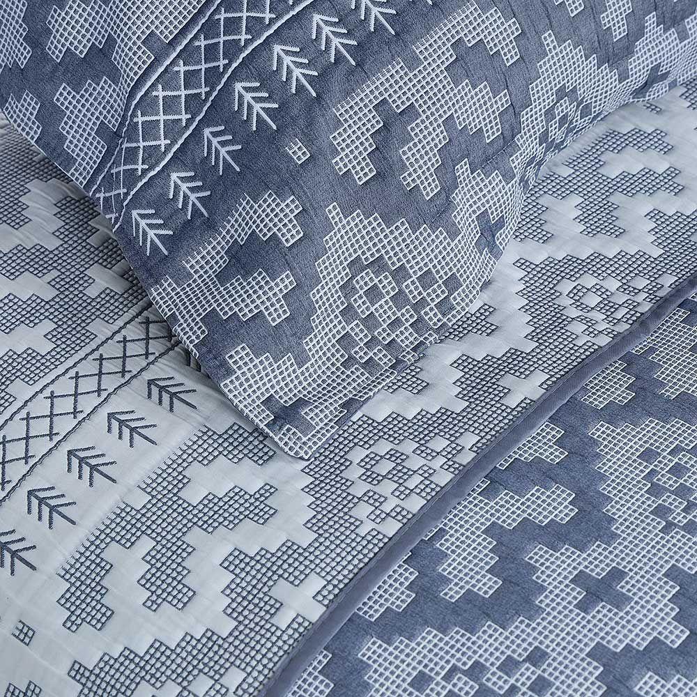 Quilt Jacquard Tribal Denim 1,5 Plazas-3