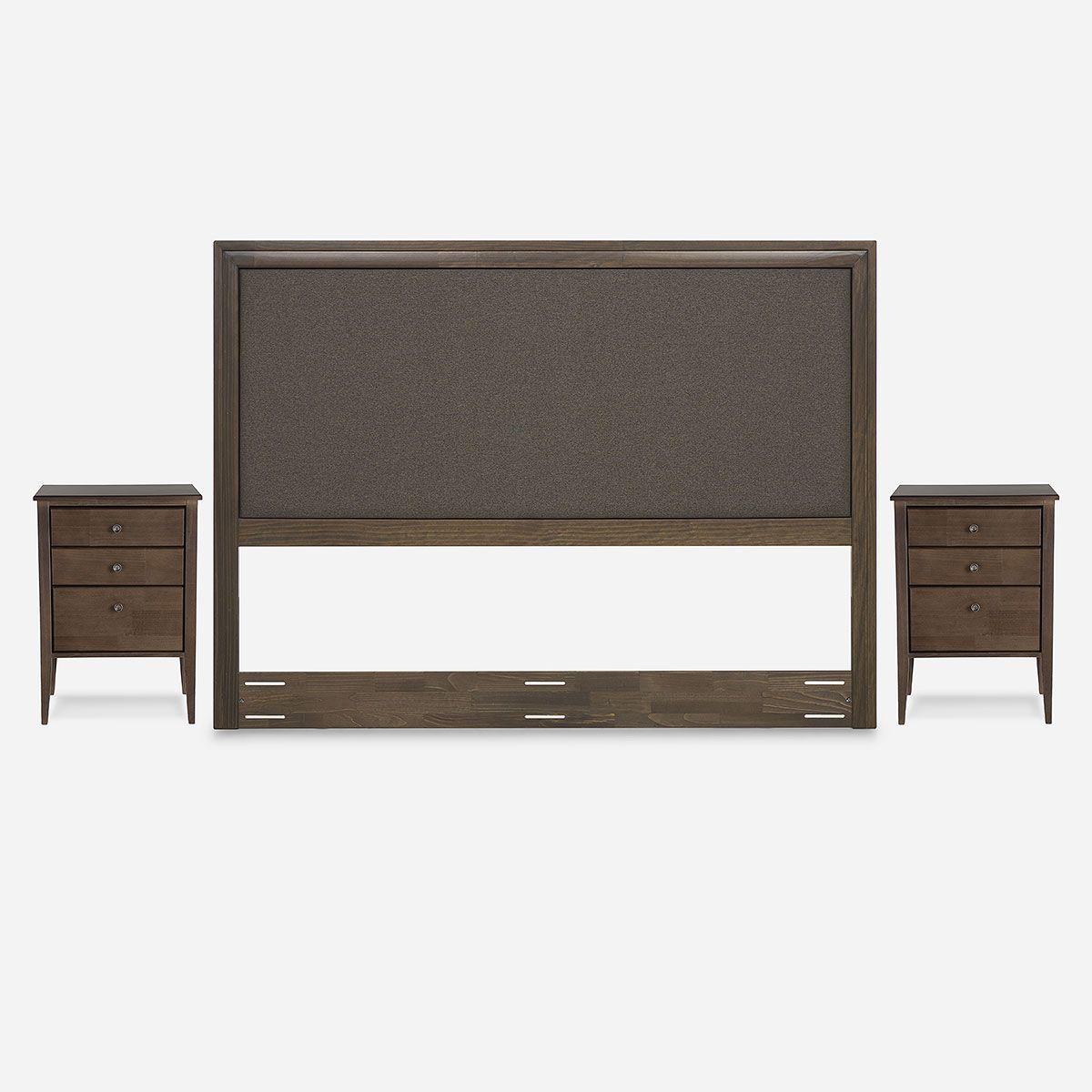 Cama Europea Neo Plus 2 Pl BD +Respaldo Nolita Café+Velador-4