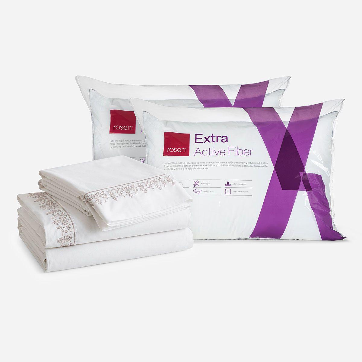 Set Sábana 220 Hilos Blanca + 2 Almohadas Extra Americana 50 x 70 cm-0