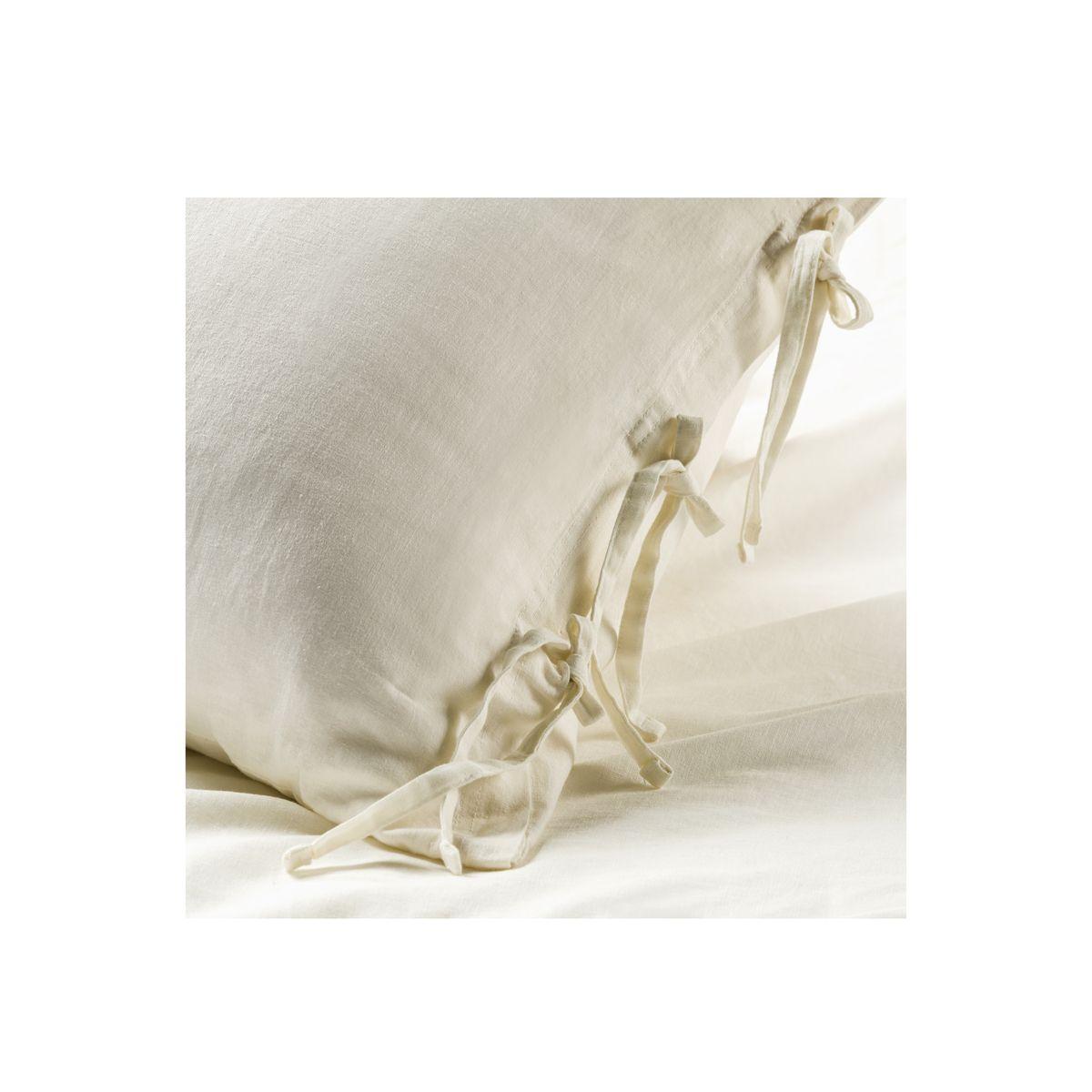 Funda Plumón Rosen Lino-Algodón Pure Liso Blanco 1,5 Plazas-4