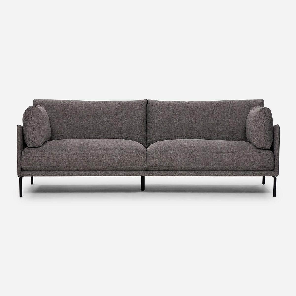 Sofá Rosen Thamova 3,5 Cuerpos Tela Gris Oscuro-1