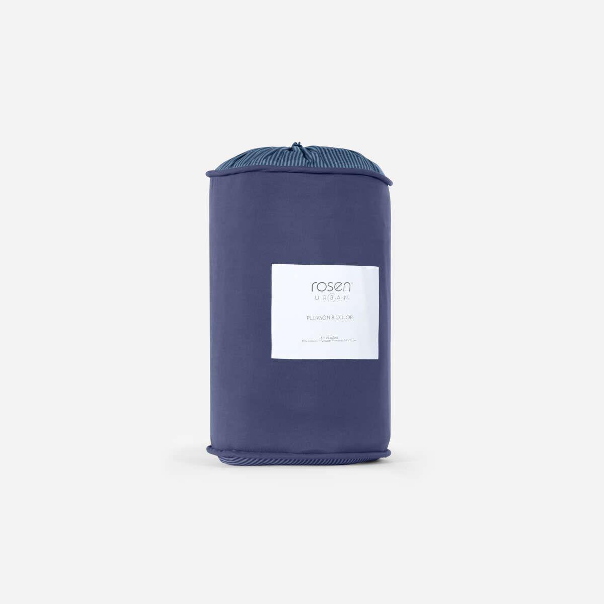 Plumón Bicolor Lines Reversible Denim 1,5 Plazas-5