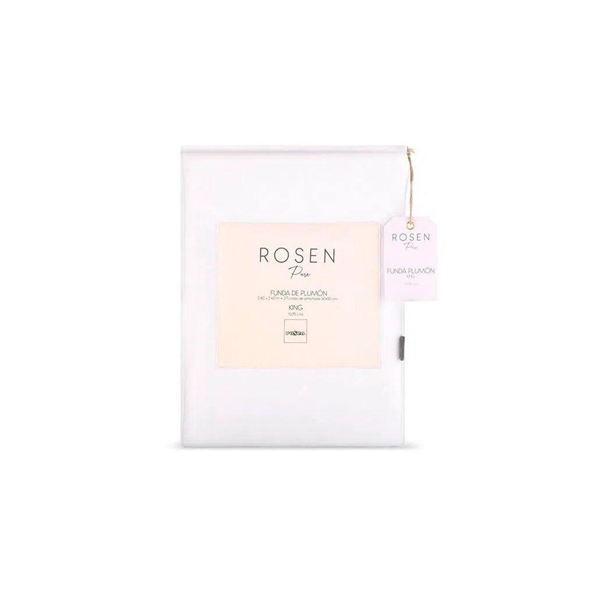 Funda Plumón Rosen Lino Pure Liso Súper king Blanco-5