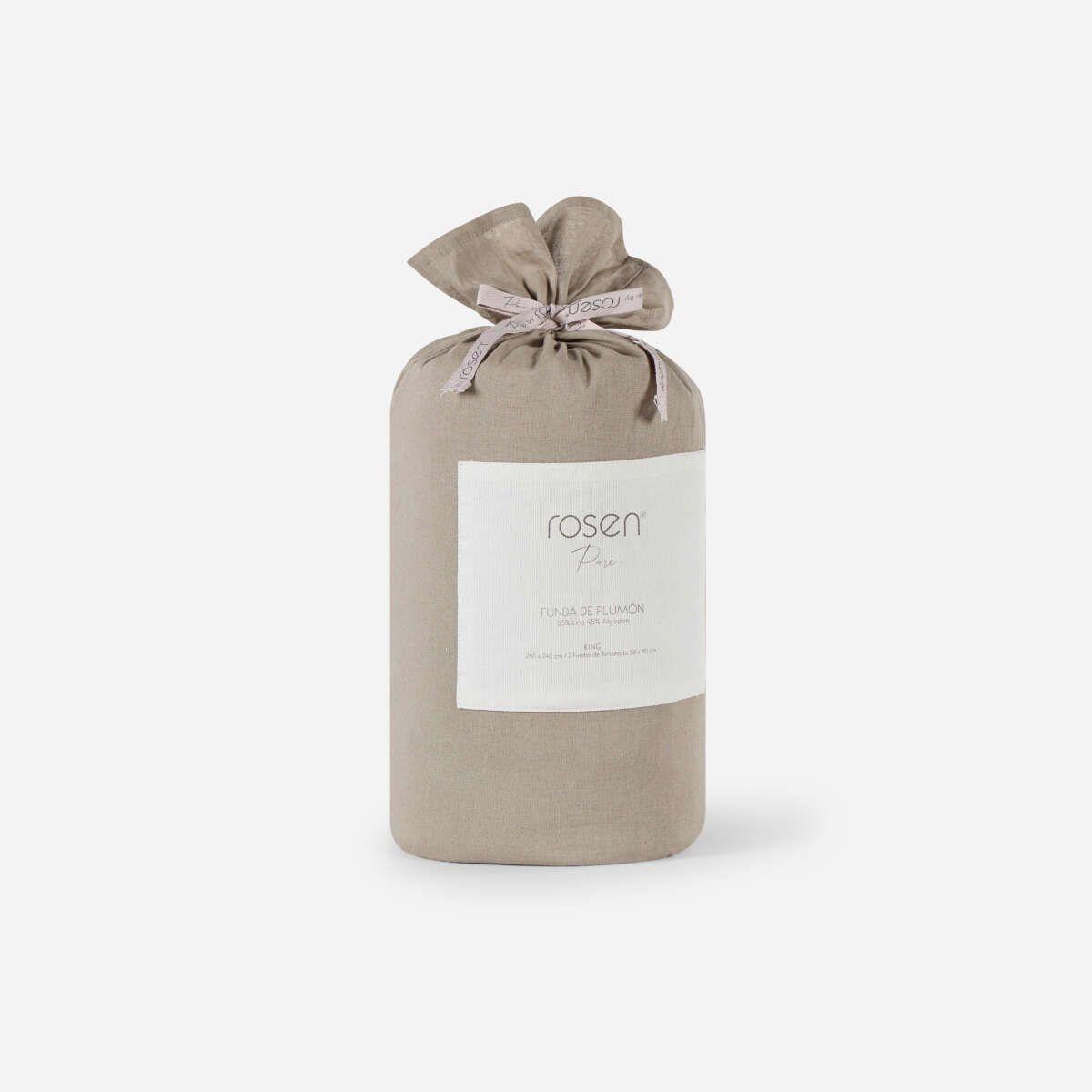 Funda Plumón Lino-Algodón Pure Liso Verde Oliva 1,5 Plazas-4