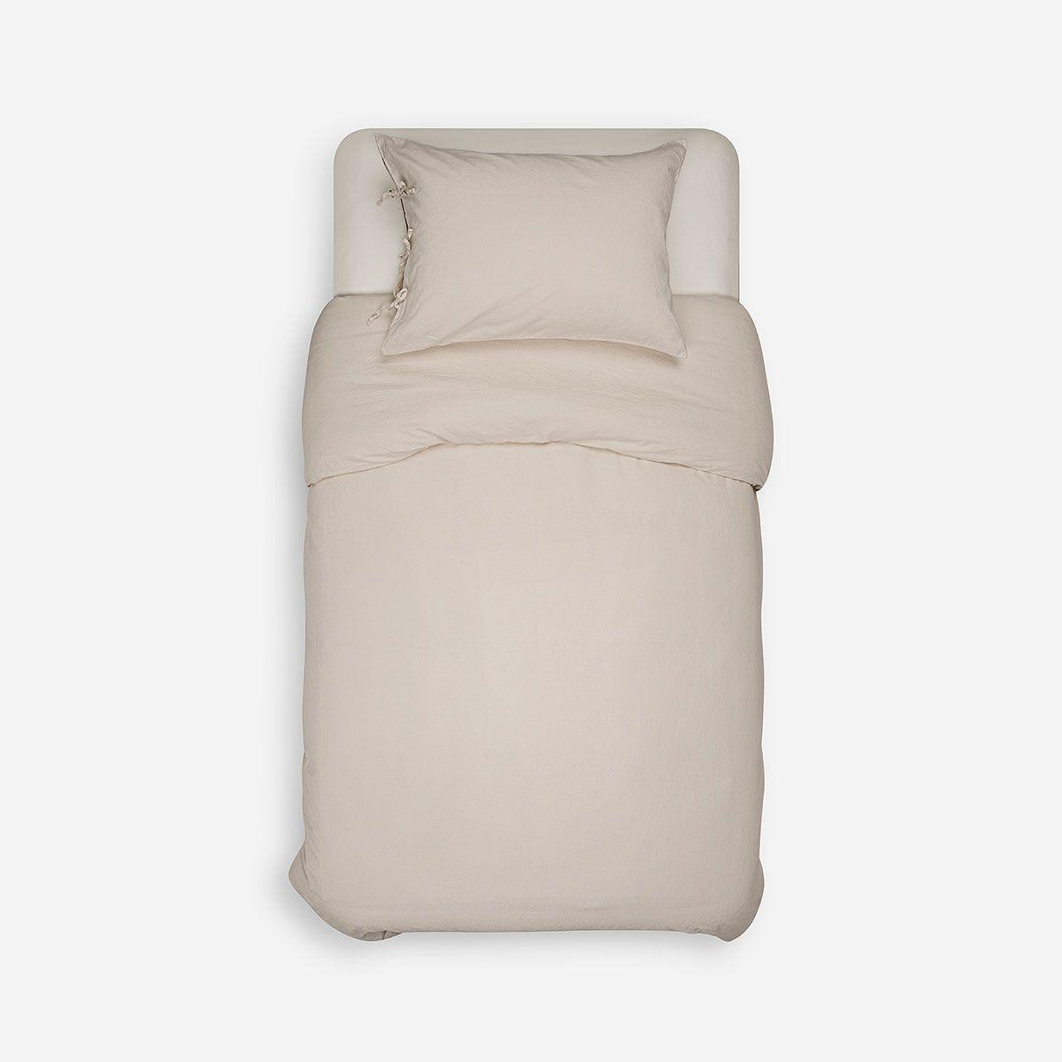 Funda Plumón Rosen Lino-Algodón Pure Liso Arena 1,5 Plazas-1