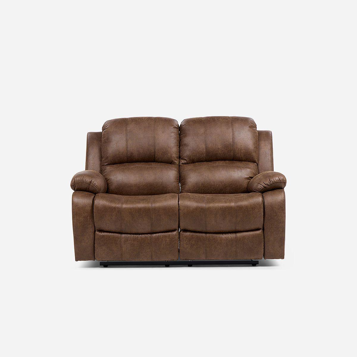 Sofá Reclinable Umbria Manual 2 Cuerpos Tela Marrón-5