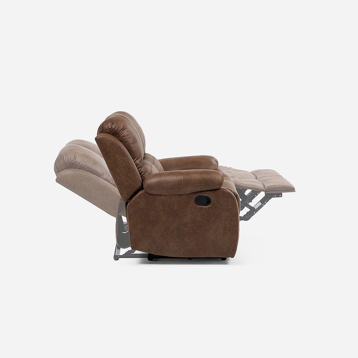 Sofá Reclinable Umbria Manual 2 Cuerpos Tela Marrón-6