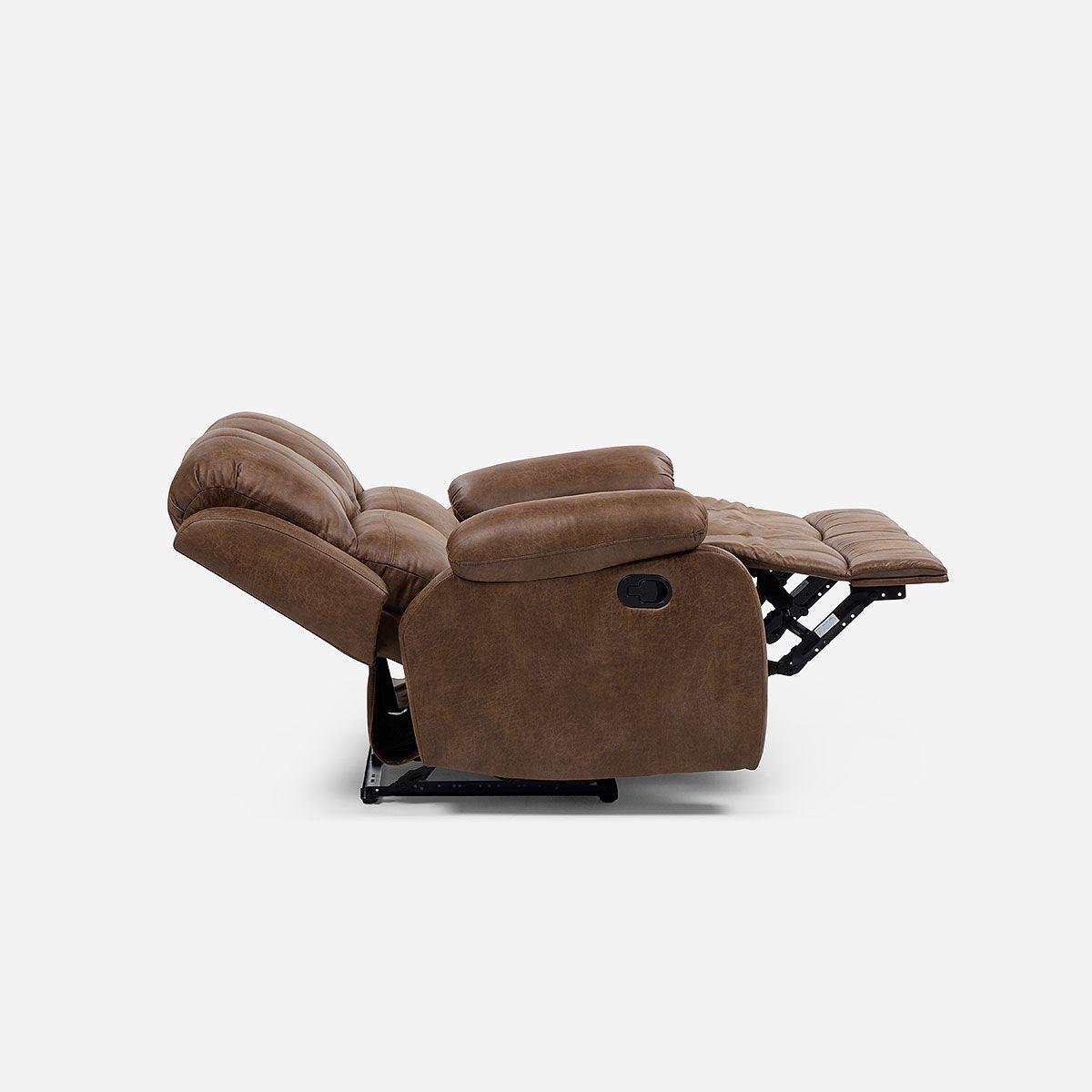 Sofá Reclinable Umbria Manual 2 Cuerpos Tela Marrón-8