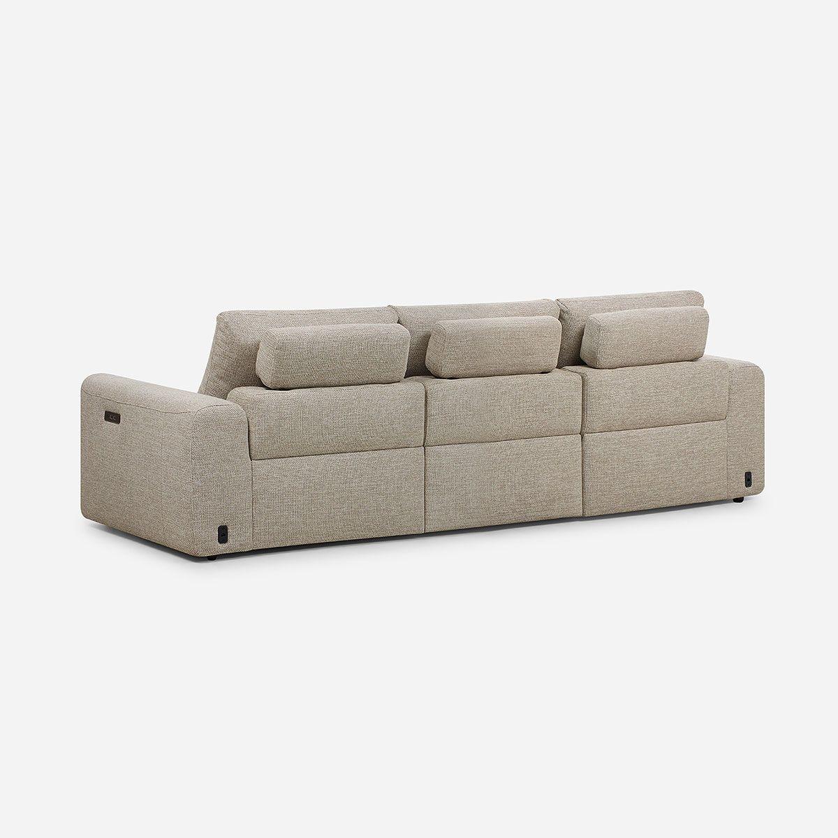 Sofá Modular Kamen Reclinable 3 Piezas Eléctrico Beige-4