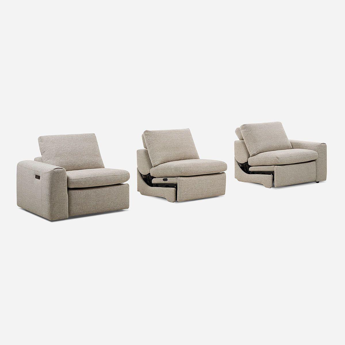 Sofá Modular Kamen Reclinable 3 Piezas Eléctrico Beige-5