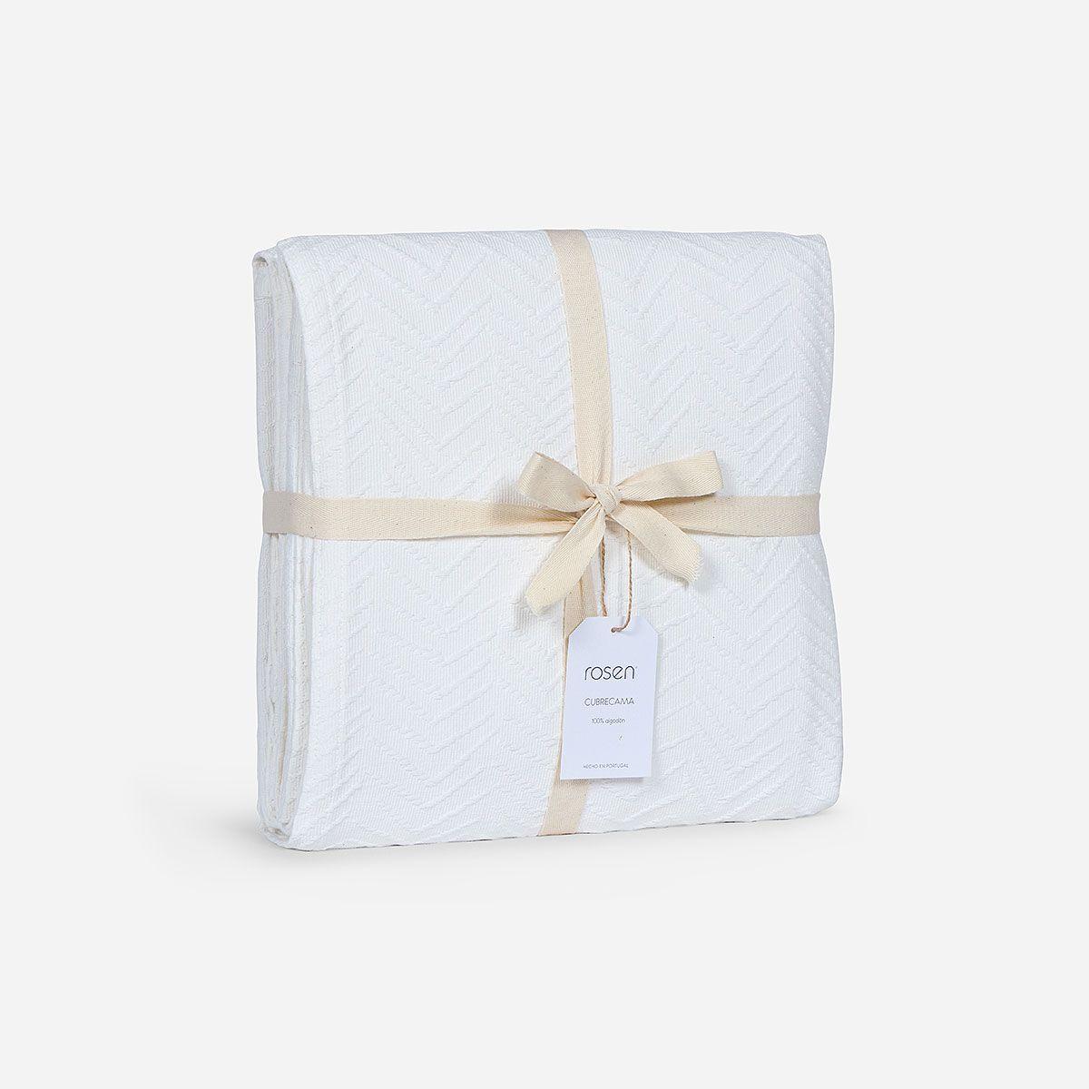 Colcha Algodón Textura Benine Blanco King-4