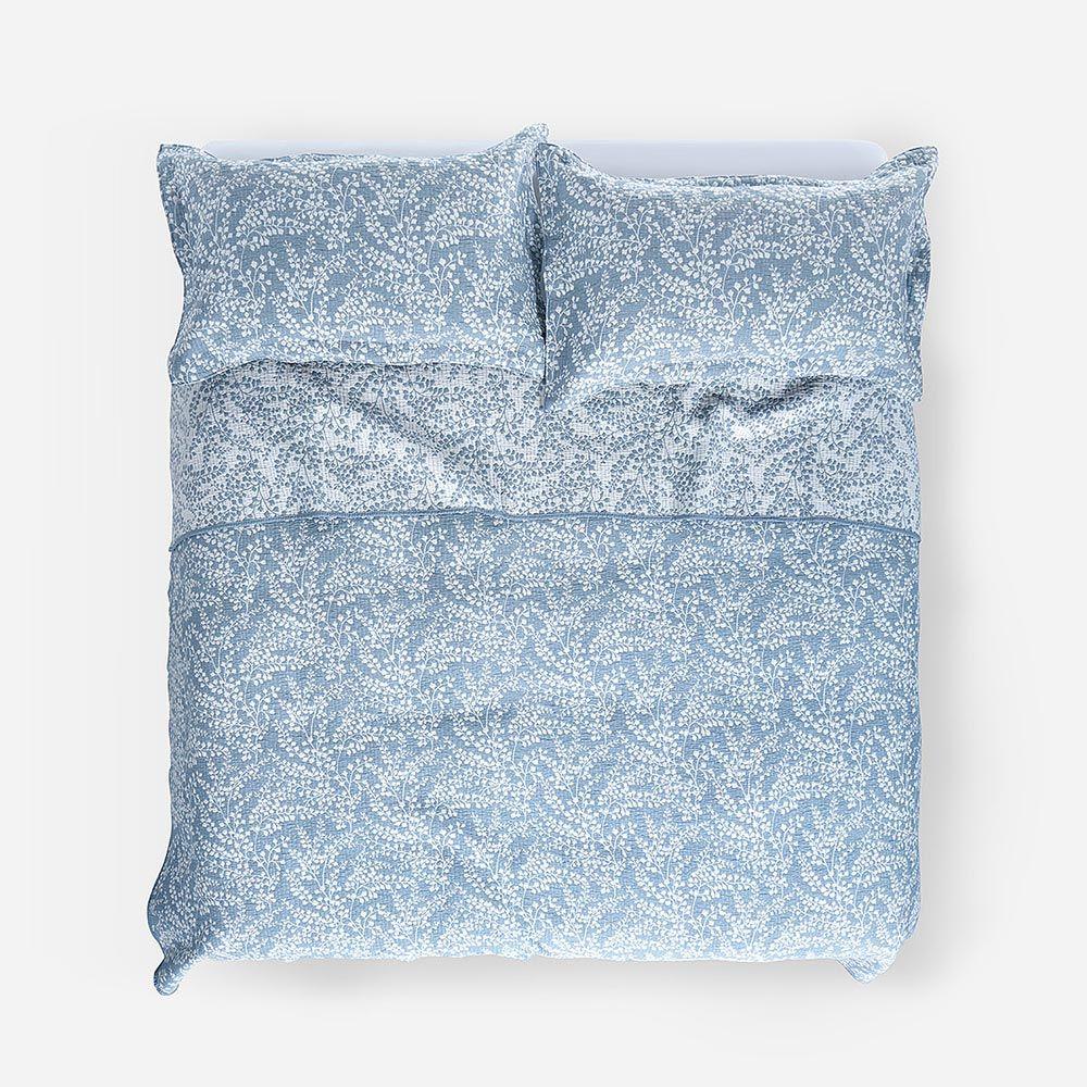 Quilt Jacquard Botánico Azul Súper King-0