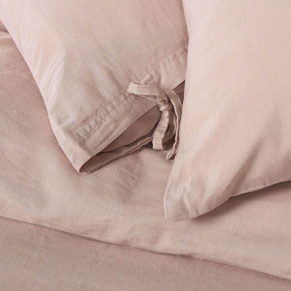 Funda Plumón Lino-Algodón Pure Liso Rosa Nude Súper King-3