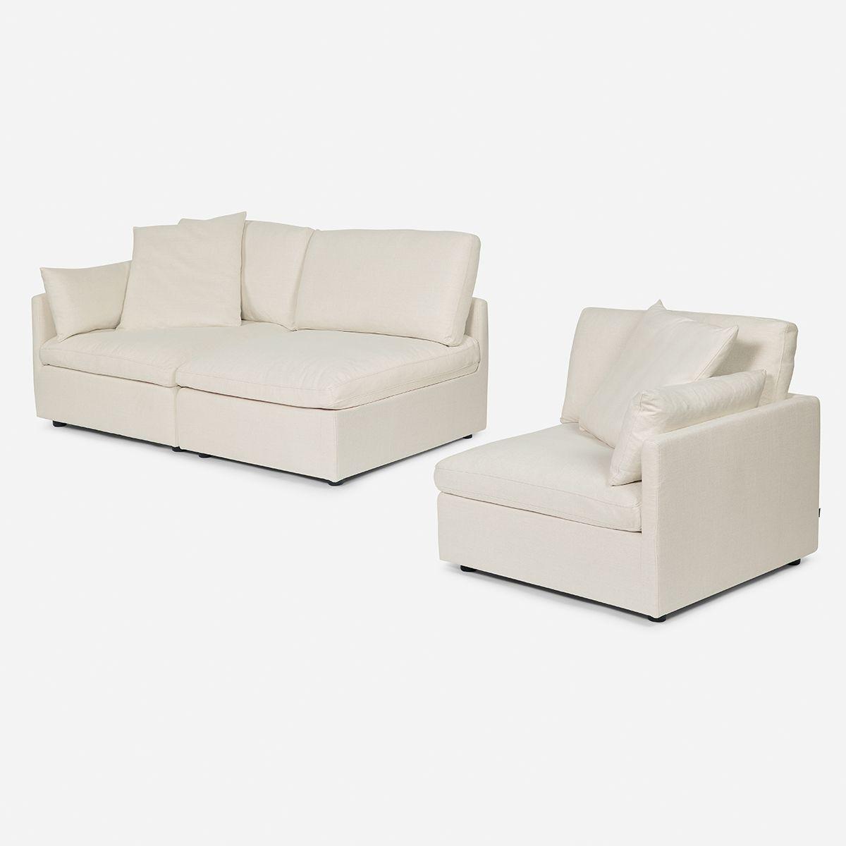 Sofá Seccional Rosen Georgia 3 piezas Tela Ivory-5