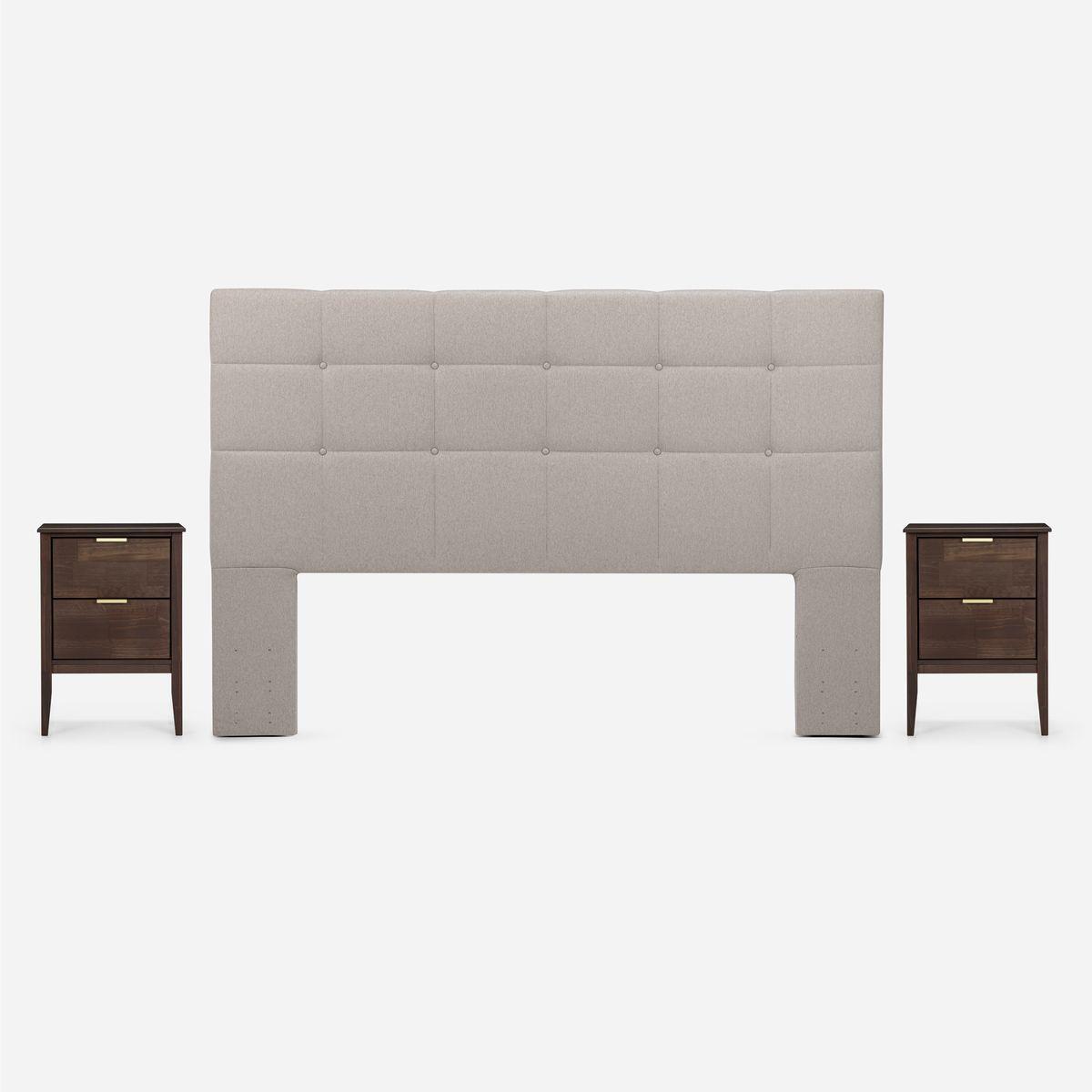 Cama Europea Autonomy Land King + Muebles Issey Niebla-1