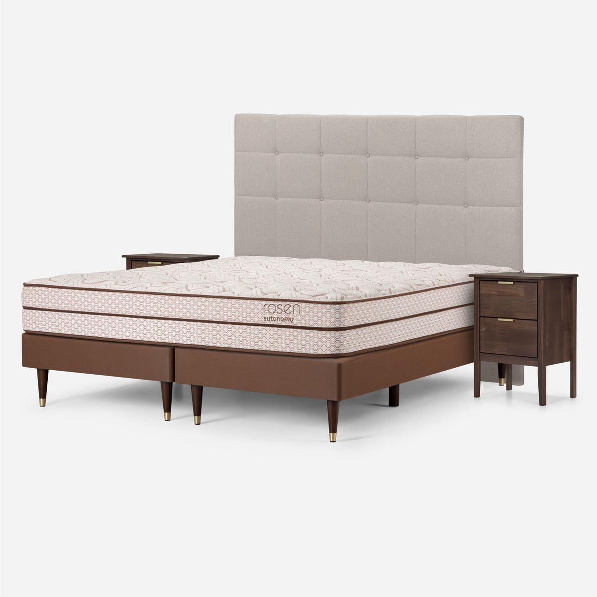 Cama Europea Autonomy Land King + Muebles Issey Niebla-7