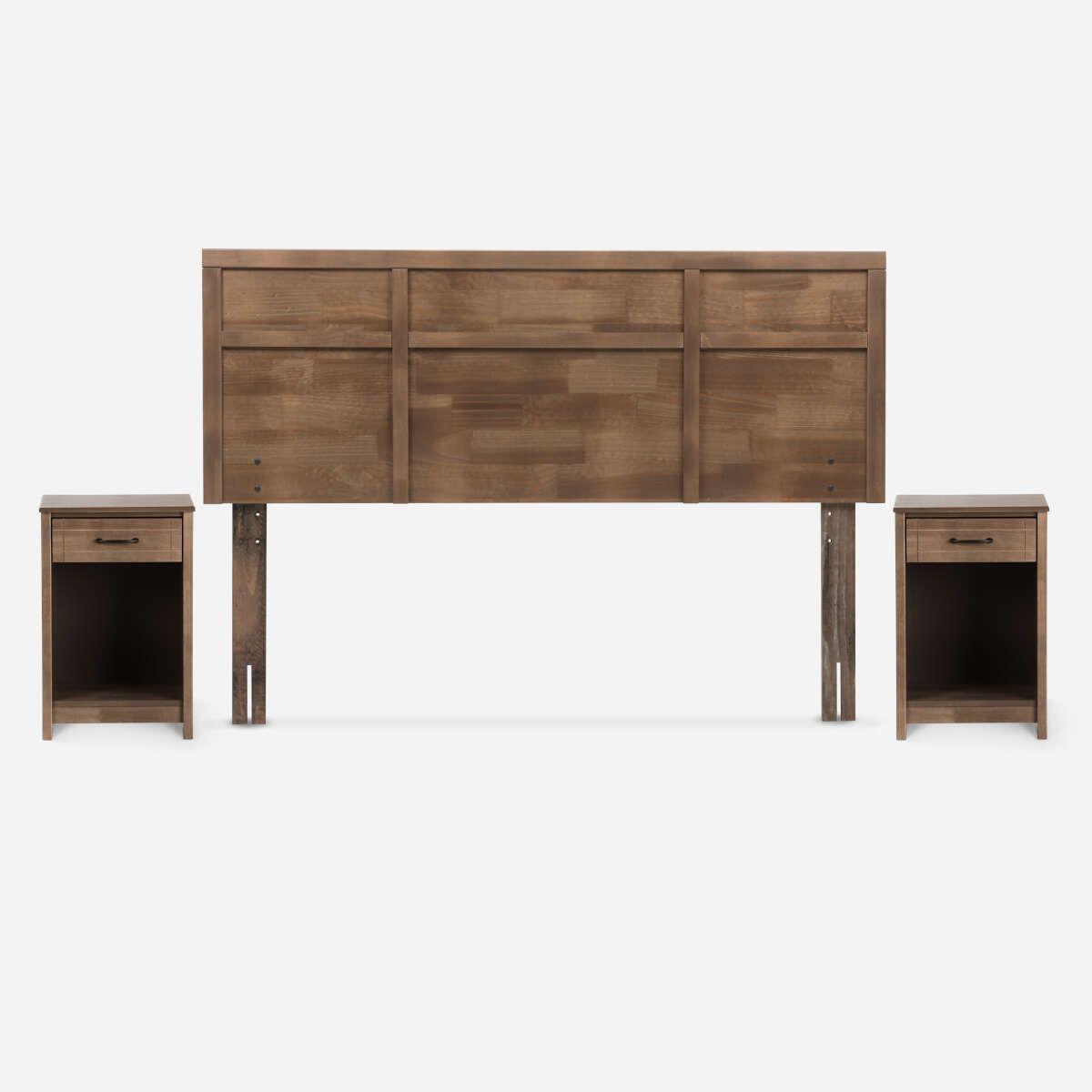 Cama Pratta 2 Plazas Pata Madera BD + Muebles Robin Tostado-2
