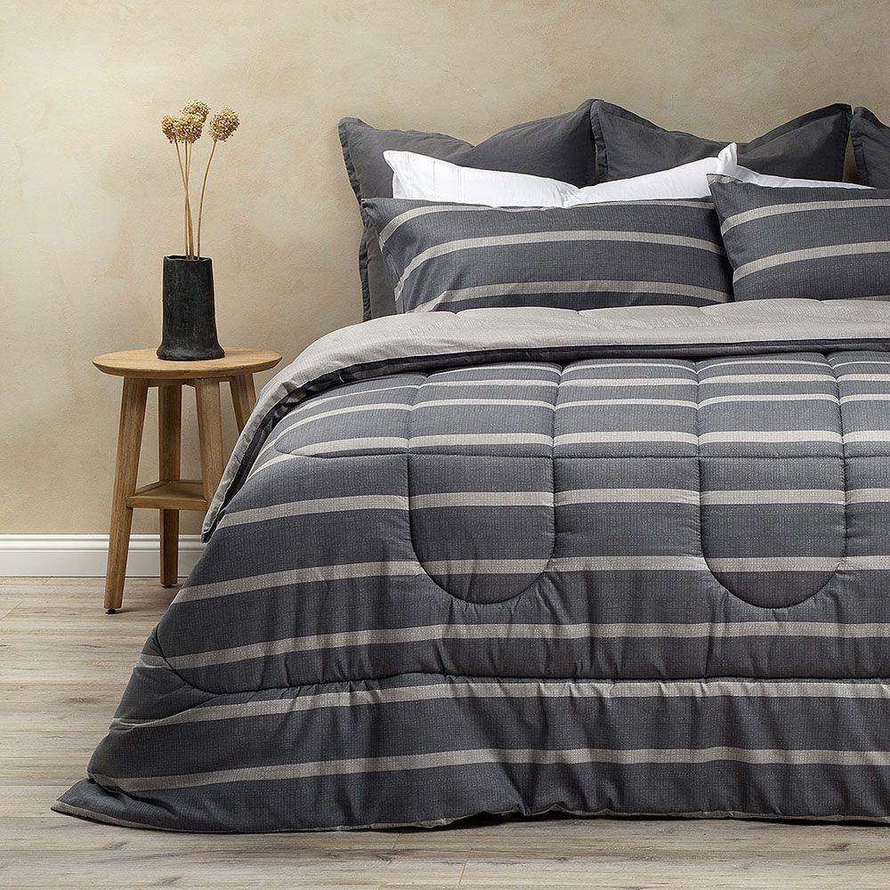 Plumón Reversible Soft Touch Alonso Gris King-2