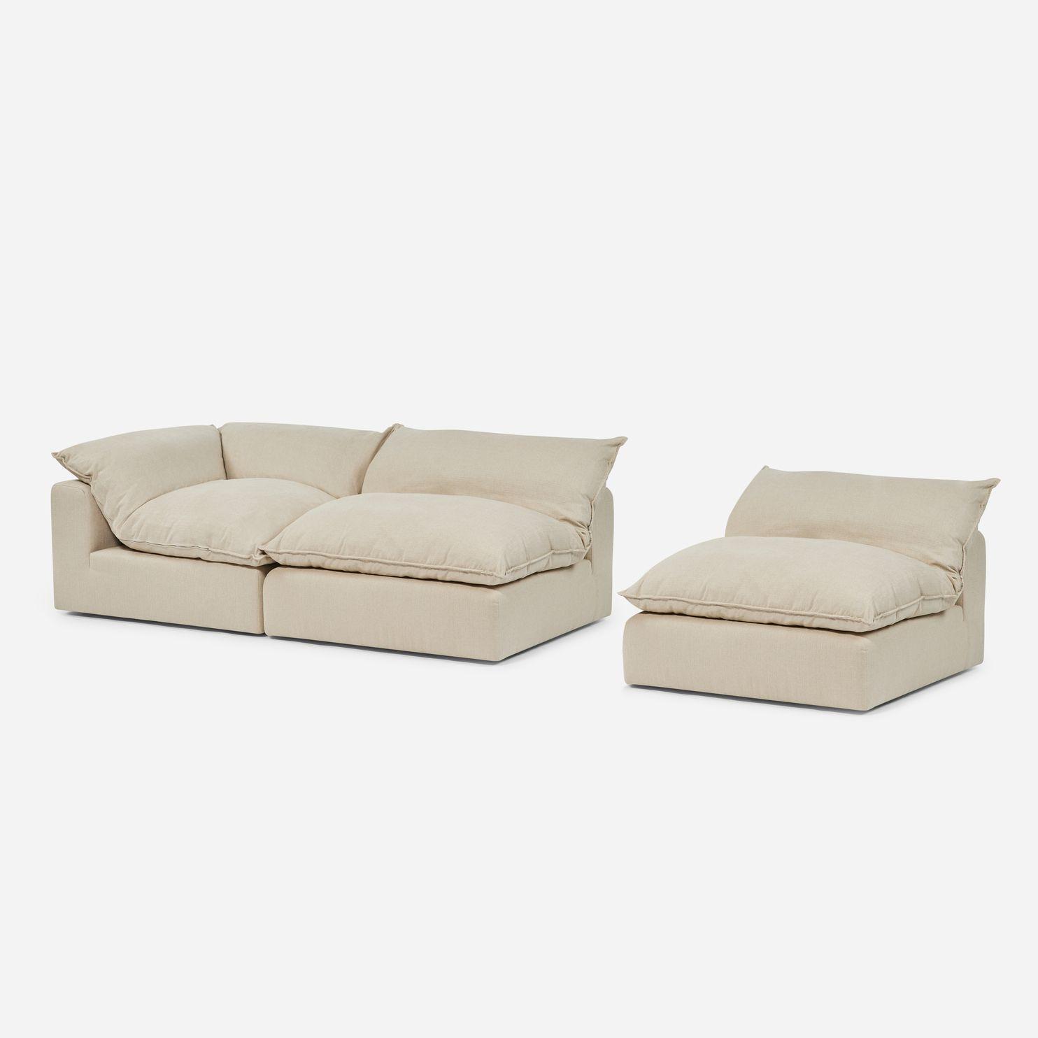 Modular Rosen Shanklin 1 Esquinero + 2 Butacas Tela Beige-5