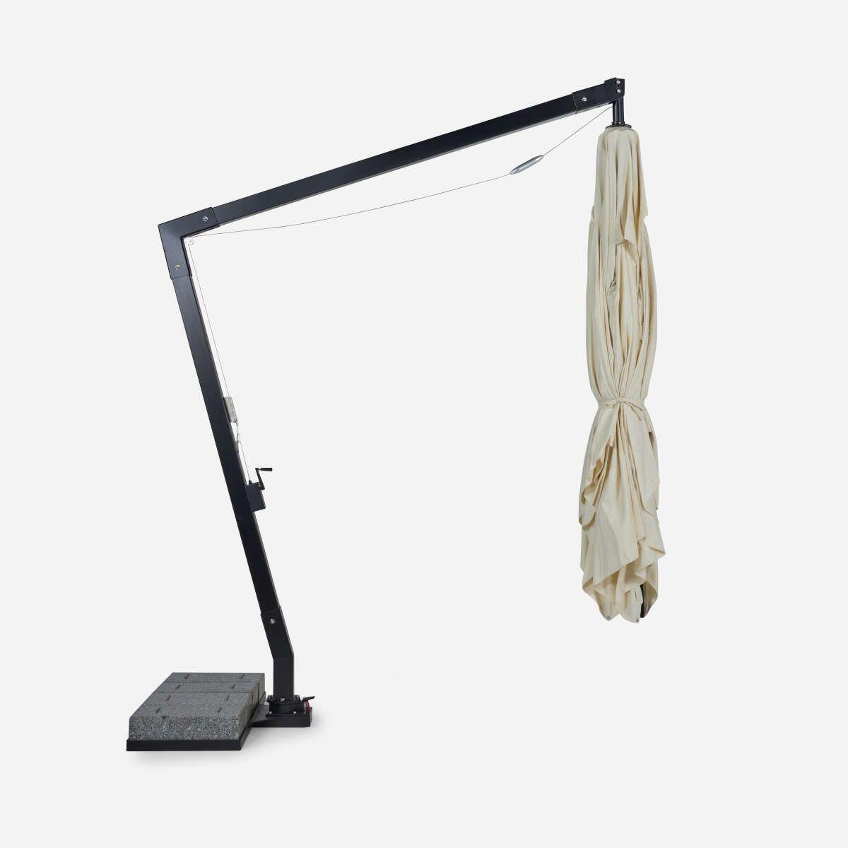 Quitasol FibraVidrio Cuadrado Rosen con Pedestal 3x4x8 Negro-2