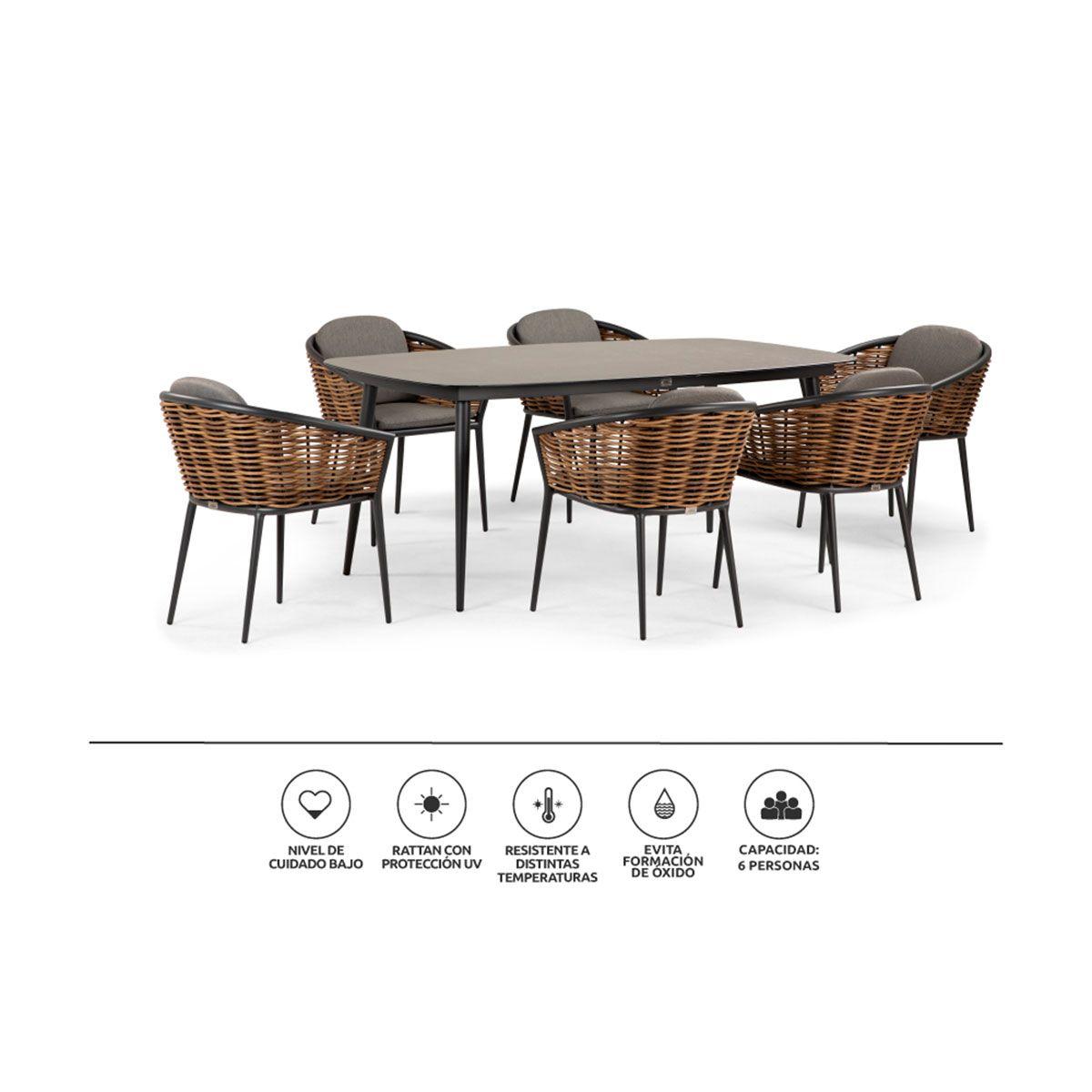 Juego Comedor de Terraza Rosen Namua 6 Personas-2