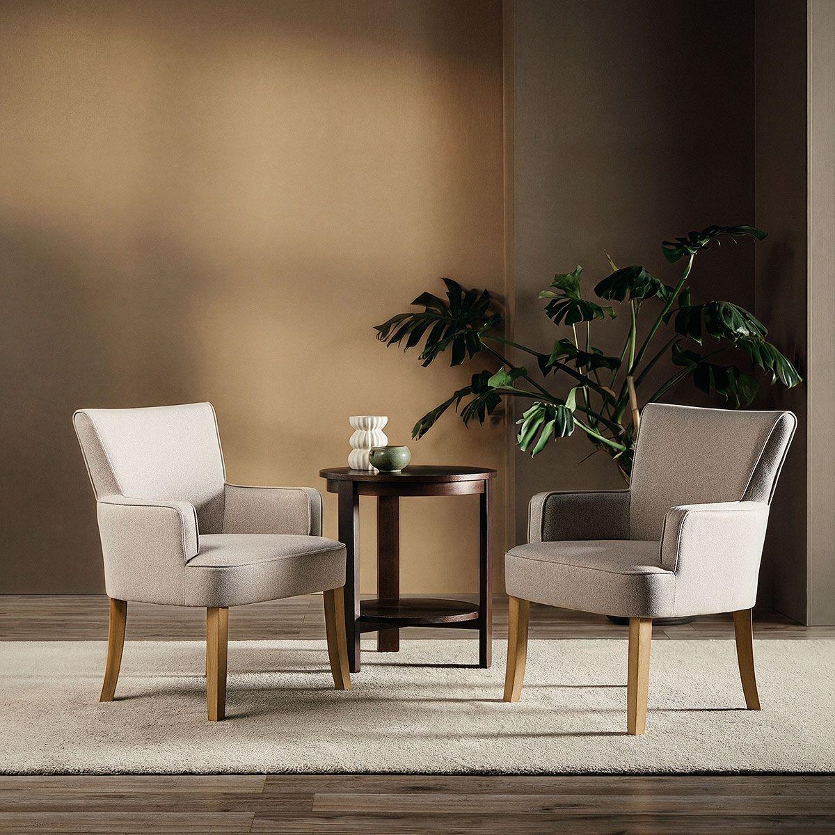 Set 2 Poltronas Emily II Tela Beige-2