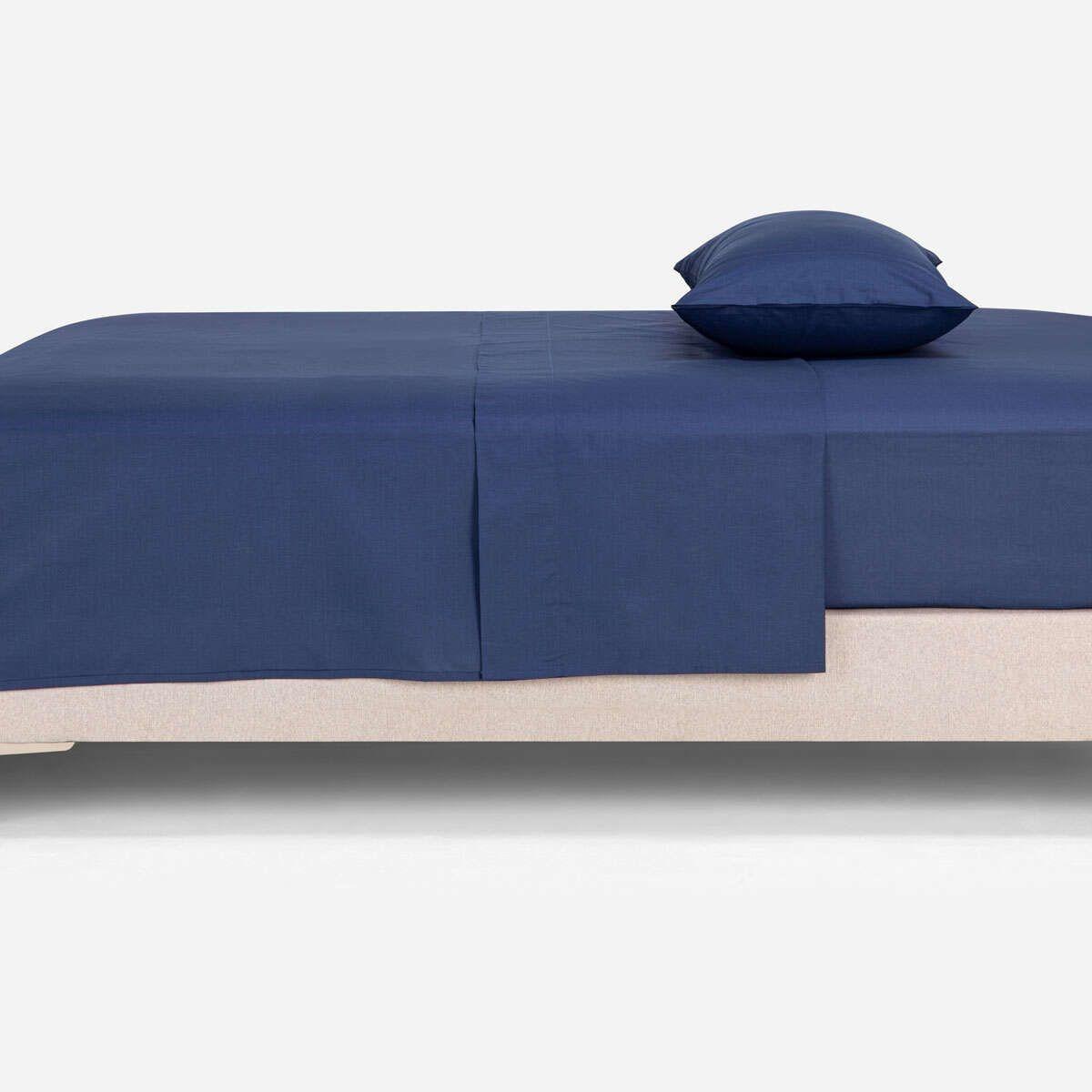 Sábana 144 Hilos Lisa Denim 1,5 Plazas-1
