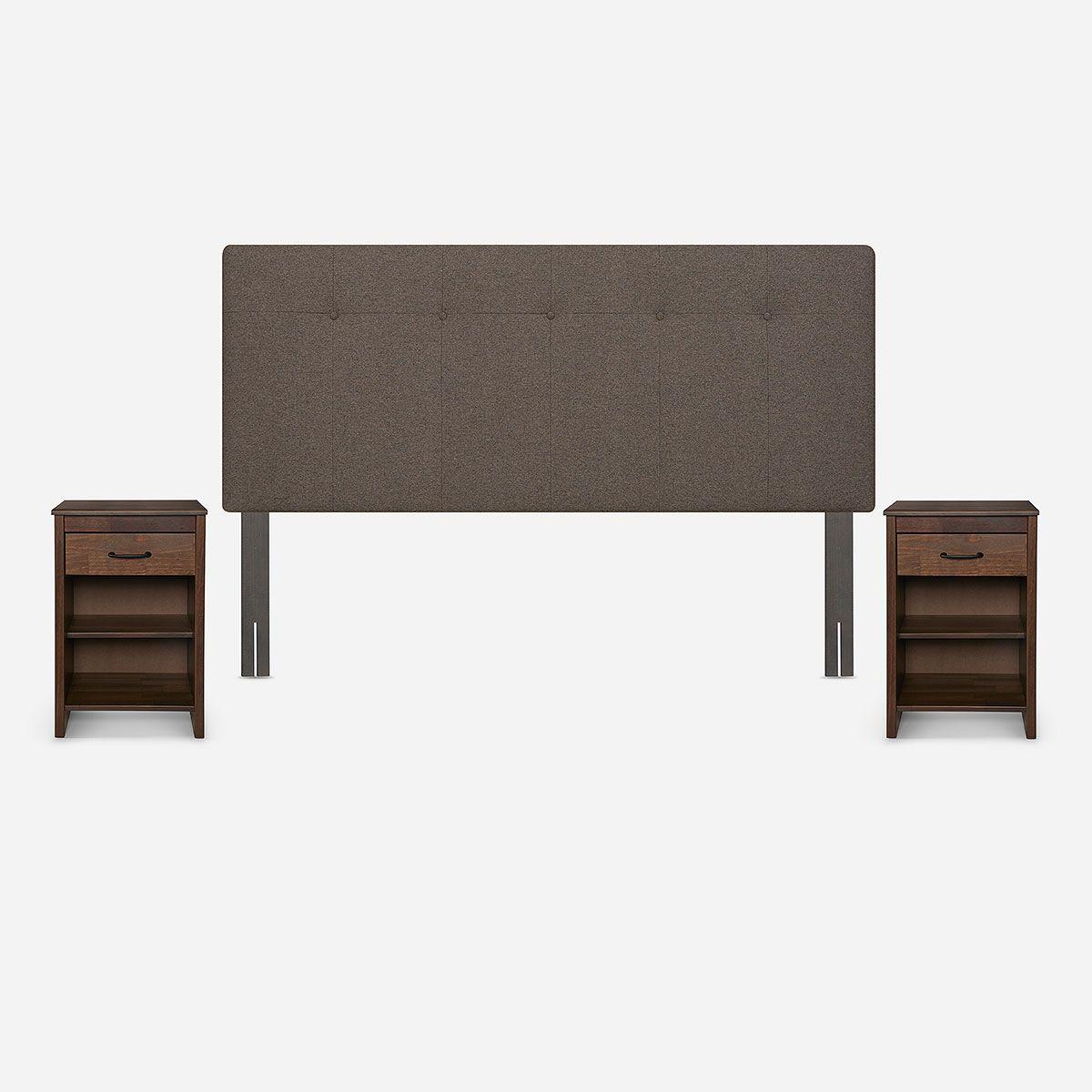 Set Respaldo New Bennet 2 Plazas + Velador Maurice-1
