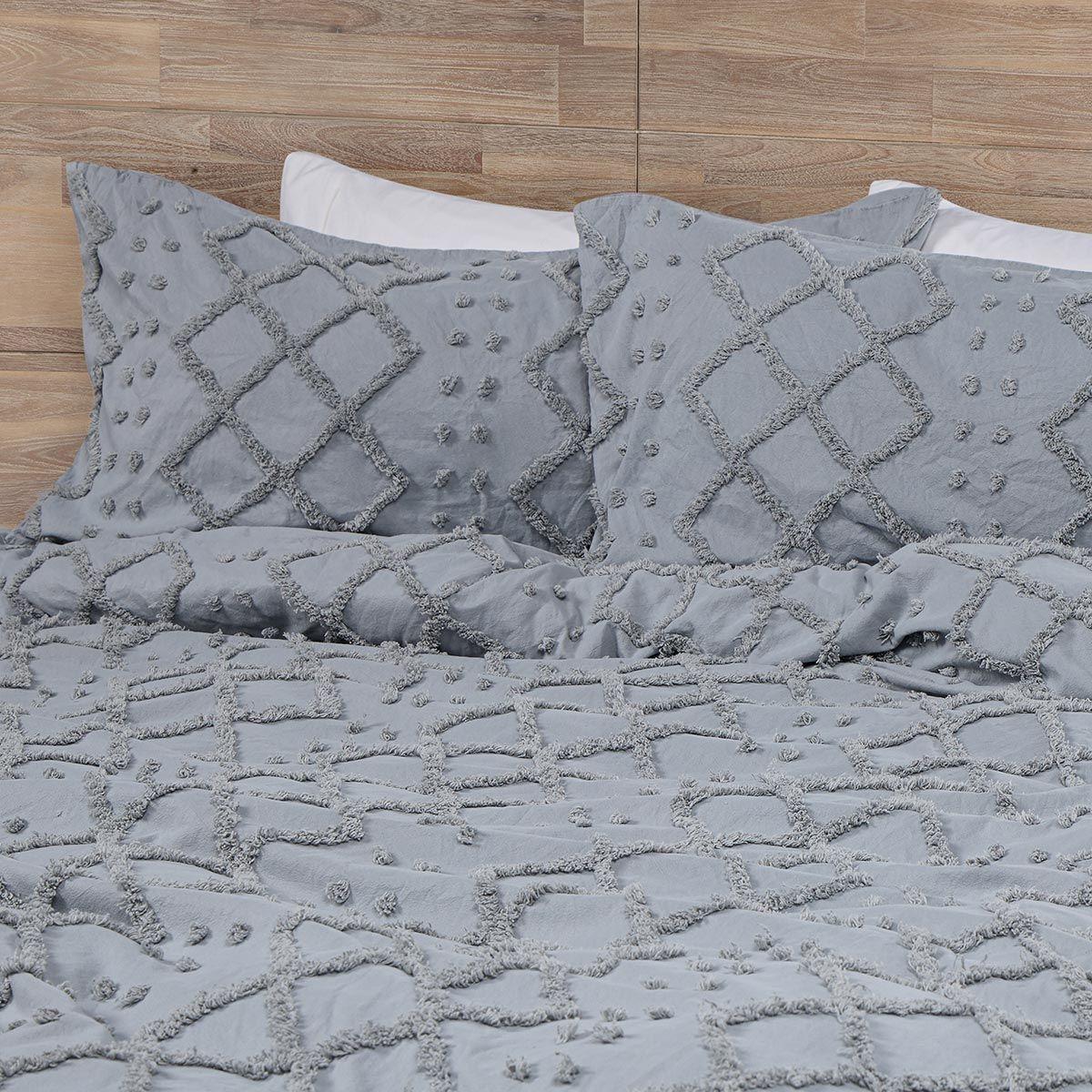 Funda Plumón Textura Soller Reversible Gris 2 Plazas-2