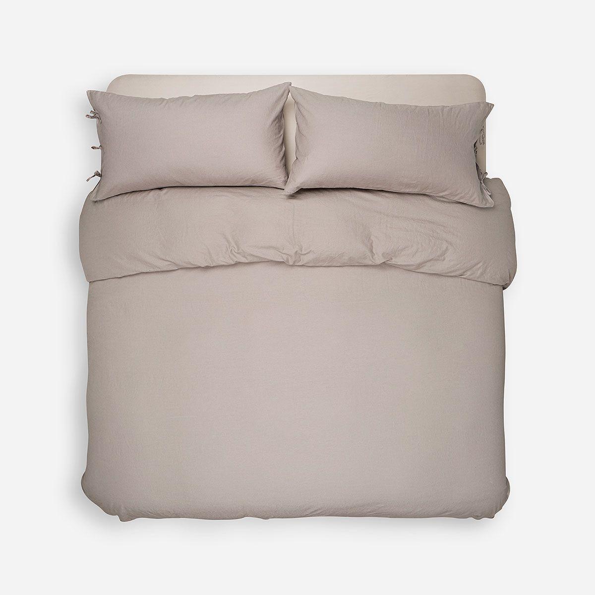 Funda Plumón Rosen Lino-Algodón Pure Liso Súper King Topo-1