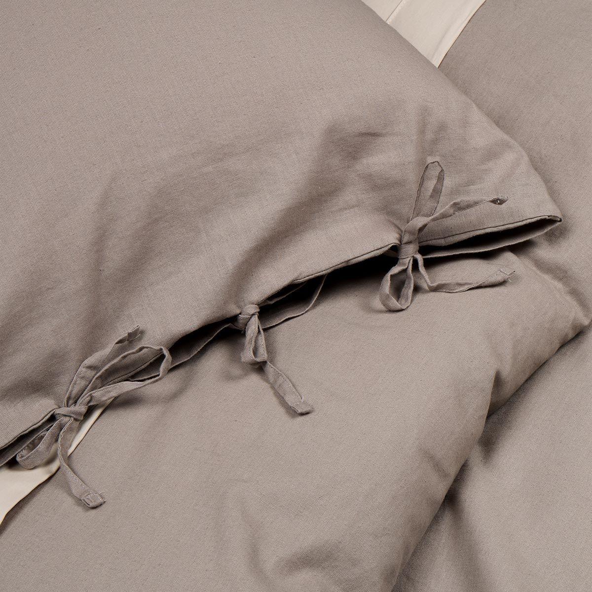 Funda Plumón Rosen Lino-Algodón Pure Liso Súper King Topo-3