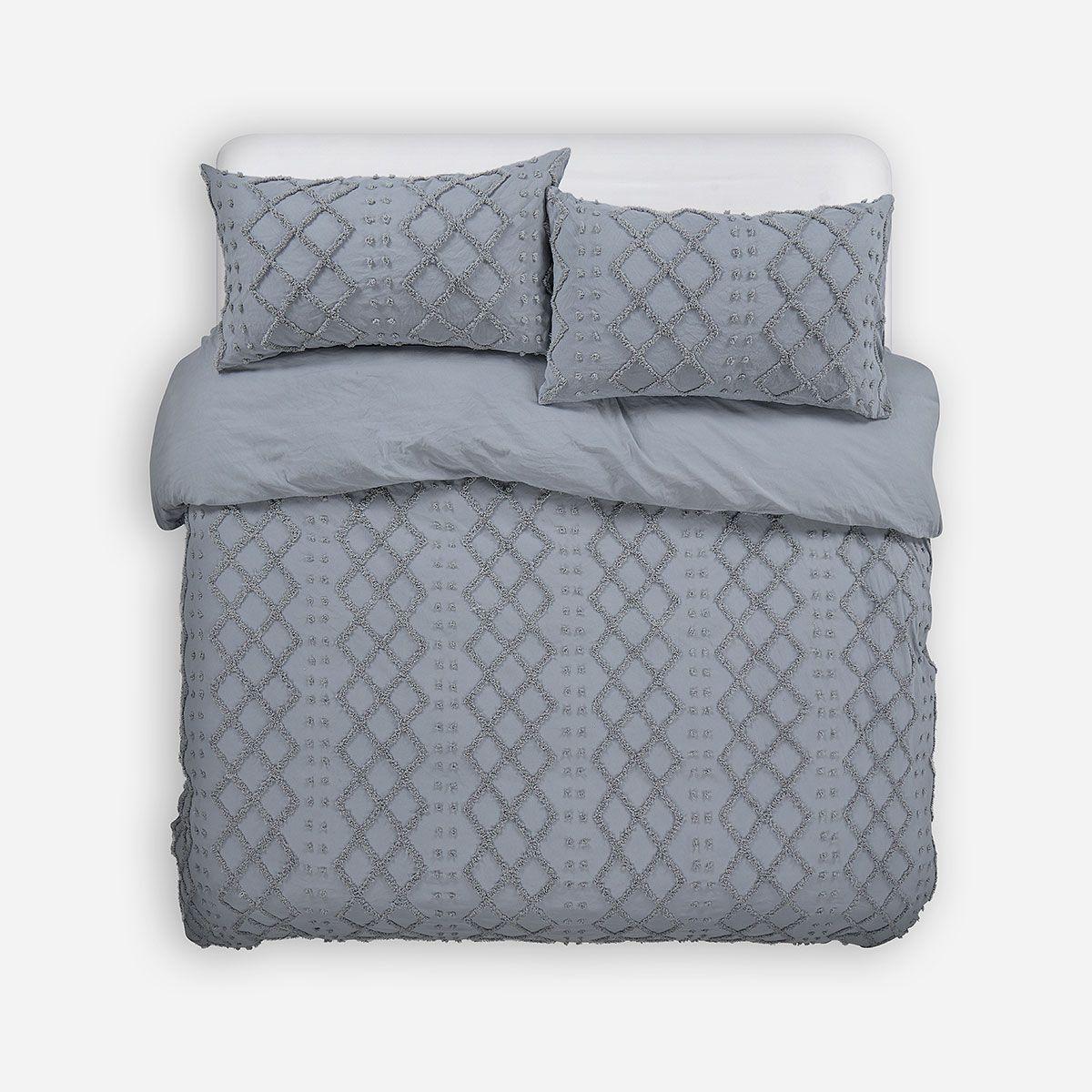 Funda Plumón Textura Soller Reversible Gris Súper King-0