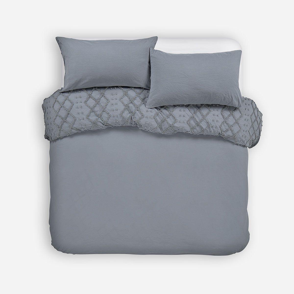 Funda Plumón Textura Soller Reversible Gris Súper King-1