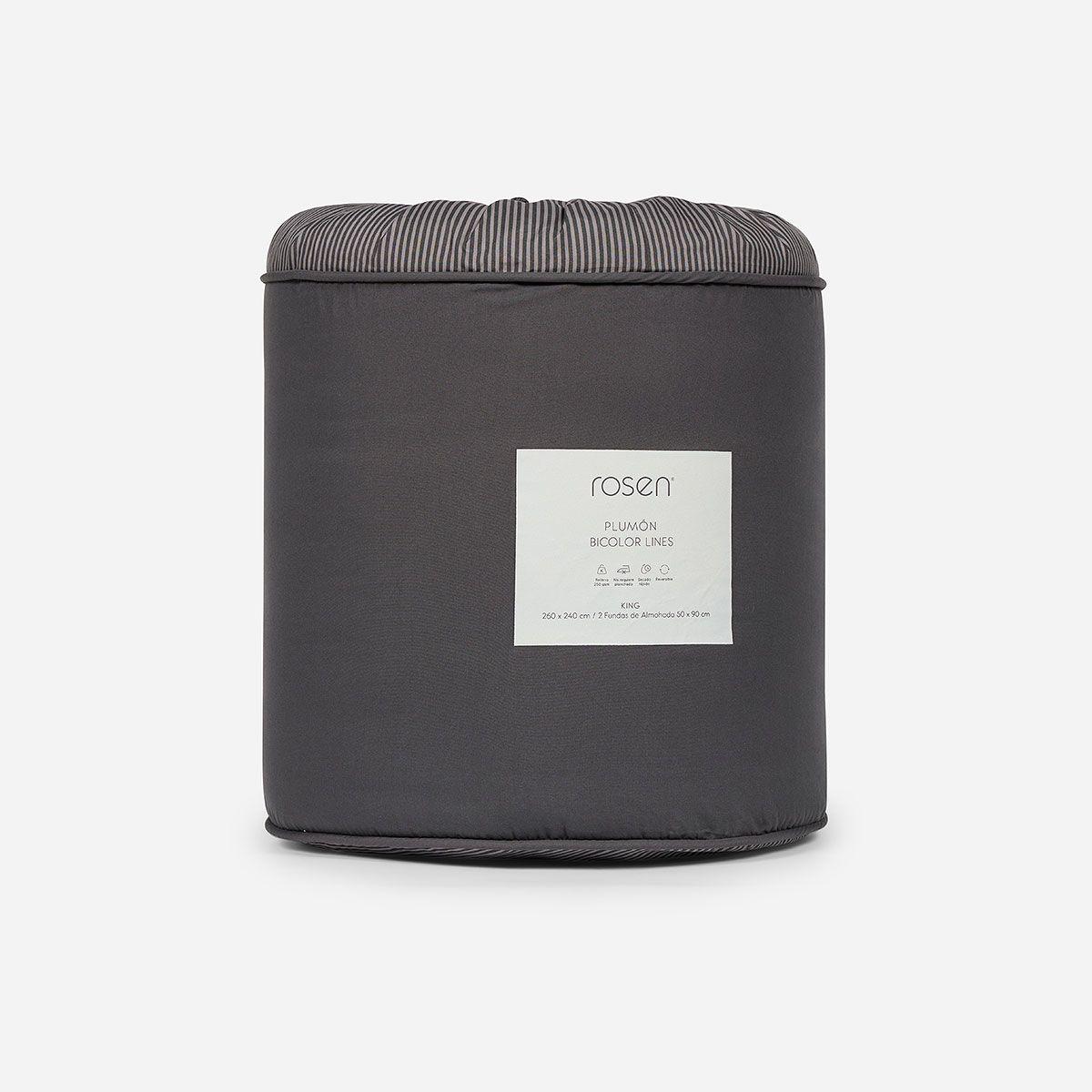 Plumón Bicolor Lines Reversible Charcoal 2 Plazas-6