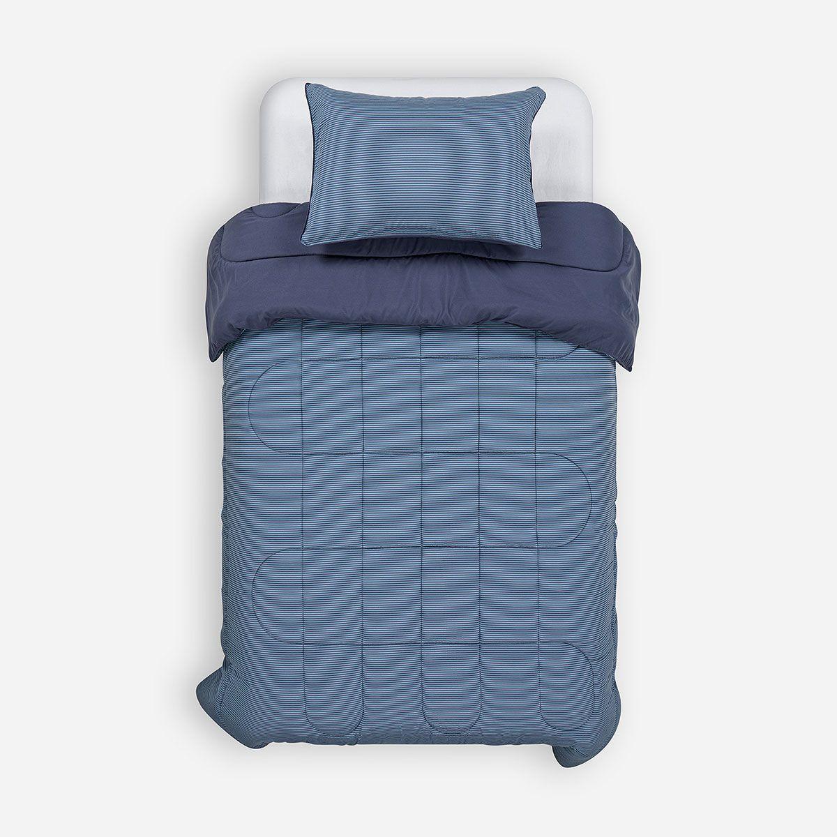 Plumón Bicolor Lines Denim 1 Plaza-1