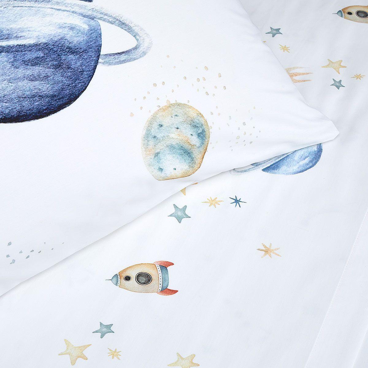 Sábana 200 Hilos Algodón Infantil Universo 1,5 Plazas-3