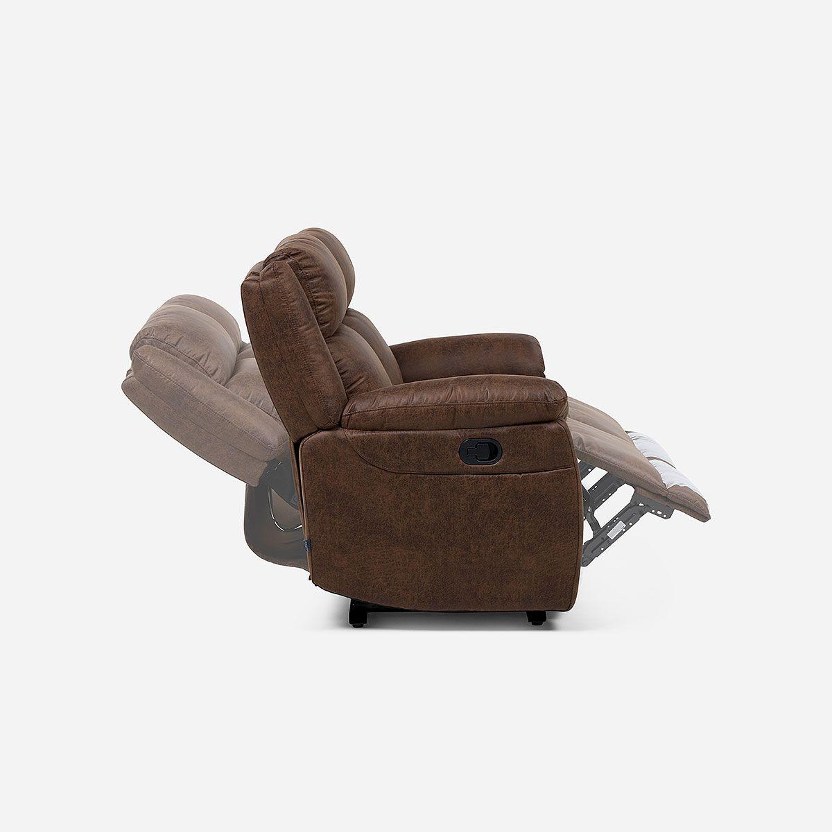 Sofá Reclinable Ascott 2 Cuerpos Manual Cuero PU Chocolate-3