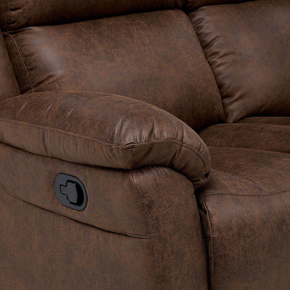 Sofá Reclinable Ascott 2 Cuerpos Manual Cuero PU Chocolate-7