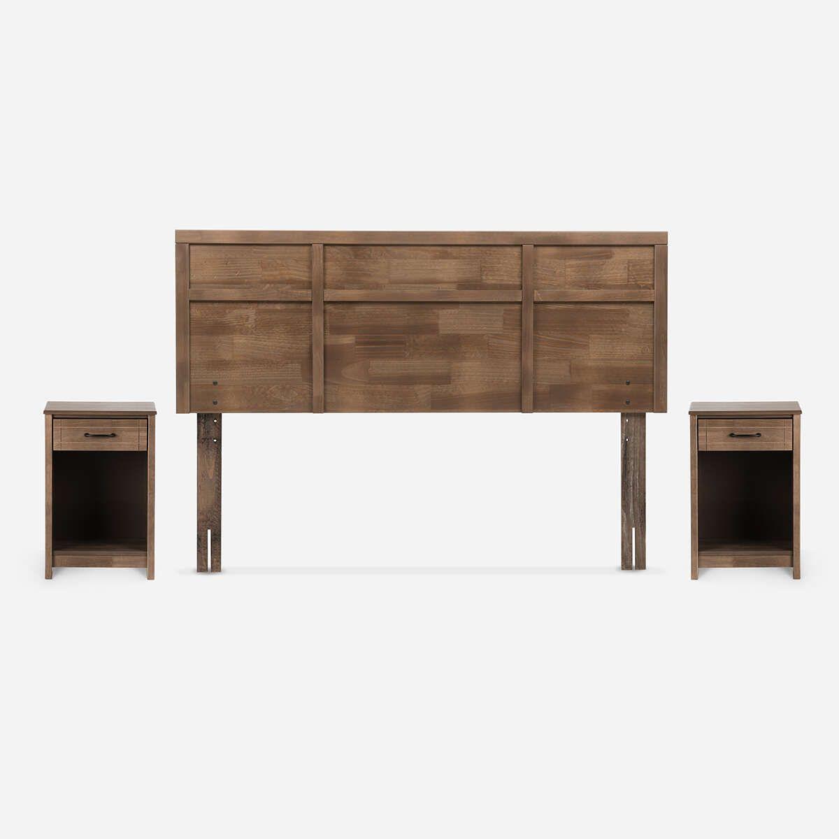 Cama Pratta 2 Plazas Base Dividida + Muebles Robin Tostado-1