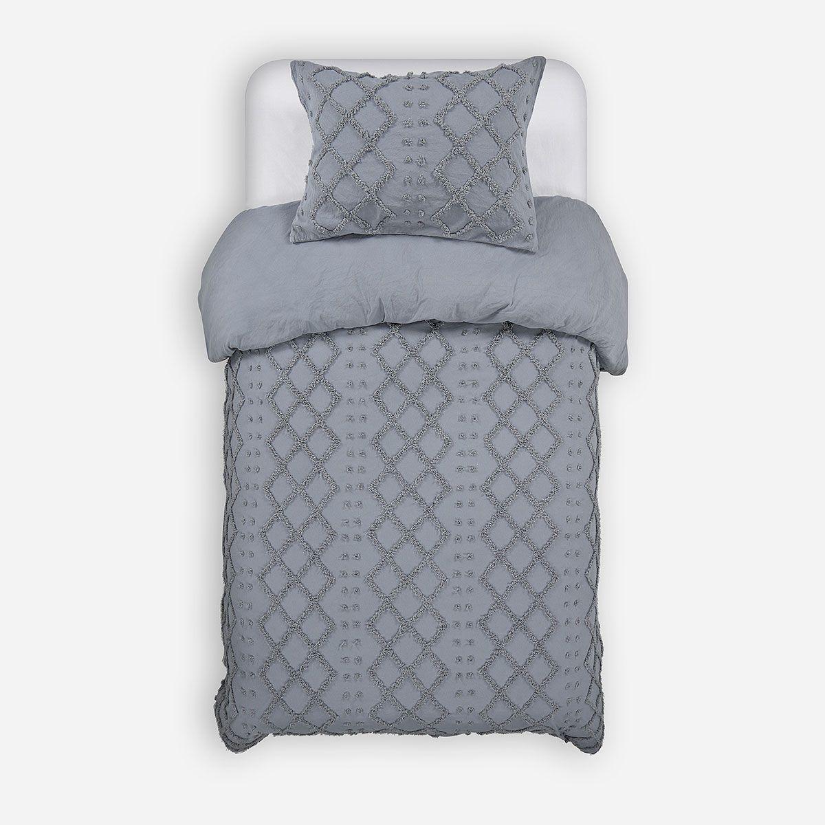 Funda Plumón Textura Soller Reversible Gris 1,5 Plazas-0