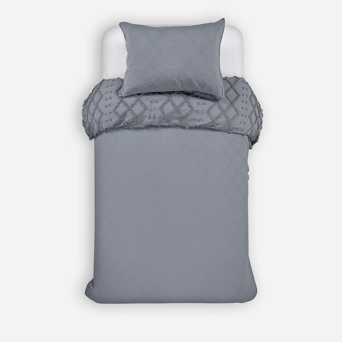 Funda Plumón Textura Soller Reversible Gris 1,5 Plazas-1