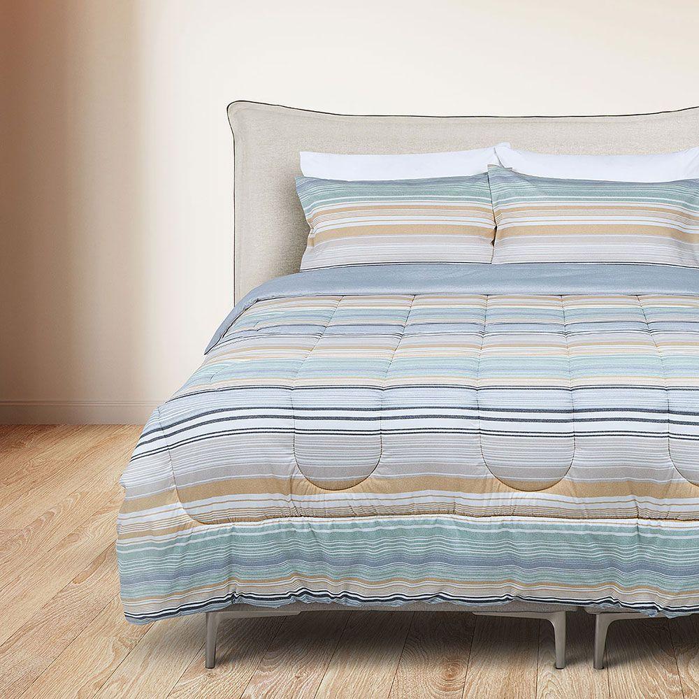 Plumón Reversible Soft Touch Alirio Azul Súper King-3